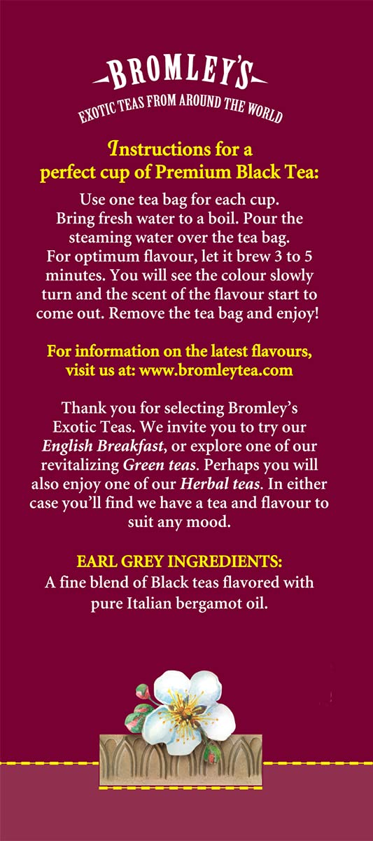 Bromley's Earl Grey Black Tea, 24 Count (Pack of 6)