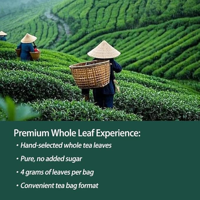 PipiTea Organic Oolong Tea Bags - Whole Leaf, (20 bags) 4g Selected Tea Leaves - Helps lower cortisol levels, relieve stress, promote digestion and metabolism, vegan, non-GMO (B)