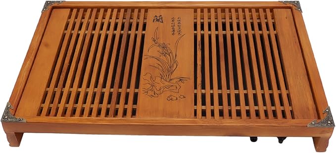 Kungfu Tea Tray Chinese Gongfu Tea Tray Drainage Storage Wood Table with Drain Pipe Light Discharge Convenient TraySimple TrayKungfu TrayChinese