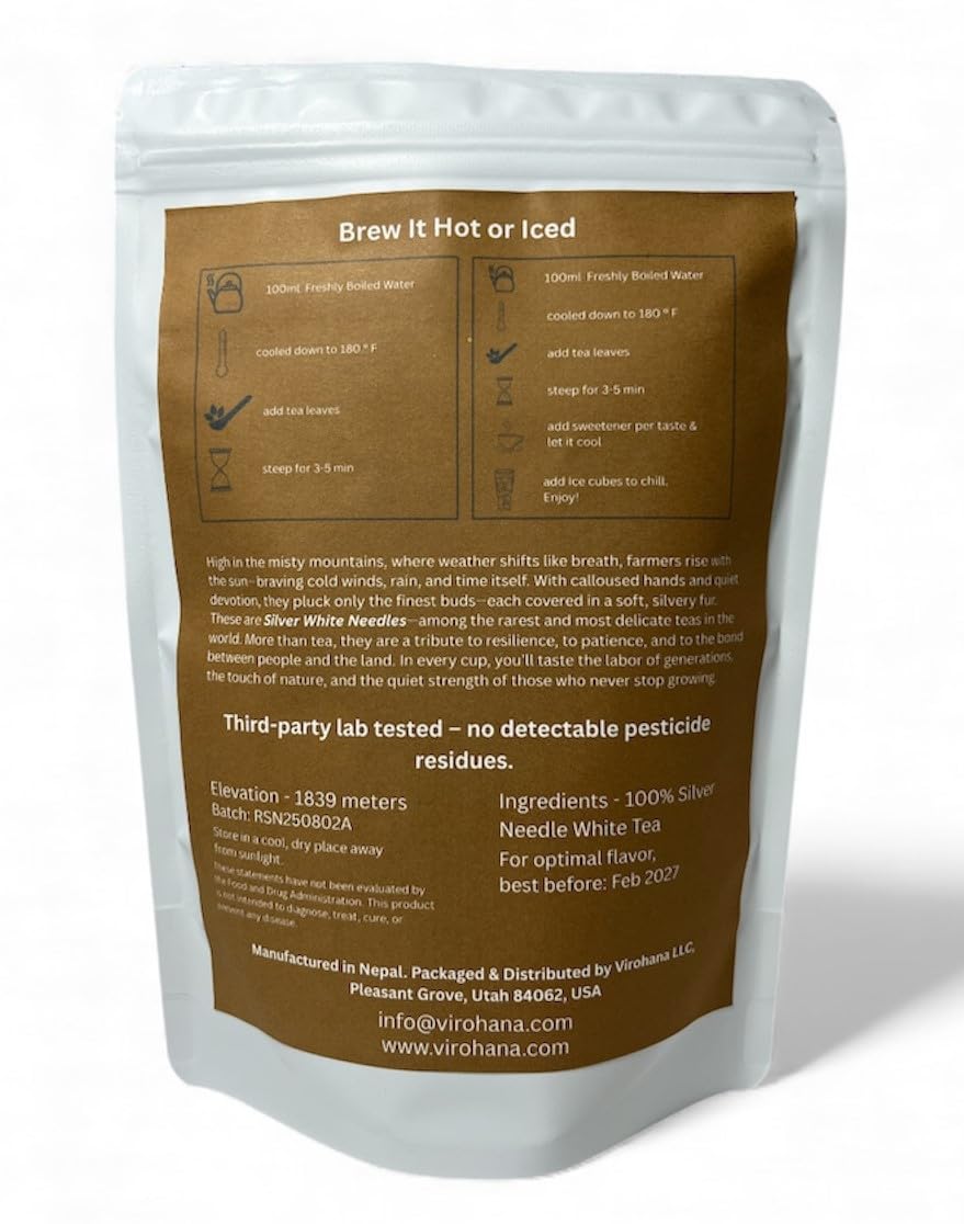 Virohana Loose Leaf Tea Collection | Premium Whole Leaf Teas from Himalayas (Soma Silver Needles White Tea)
