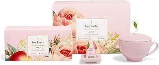 Tea Forte Gift Set with Cafe Cup, Tea Tray, Petite Presentation Box with 10 Handcrafted Pyramid Infuser Tea Bags, Jardin
