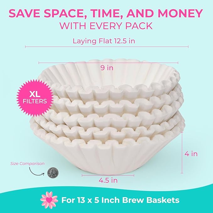 Katy's Extra Large Coffee Filters (12.5” x 4.5” Inch) Fits 1.5 to 3 Gallon Commercial Machines - Premium Quality, Tall & Wide