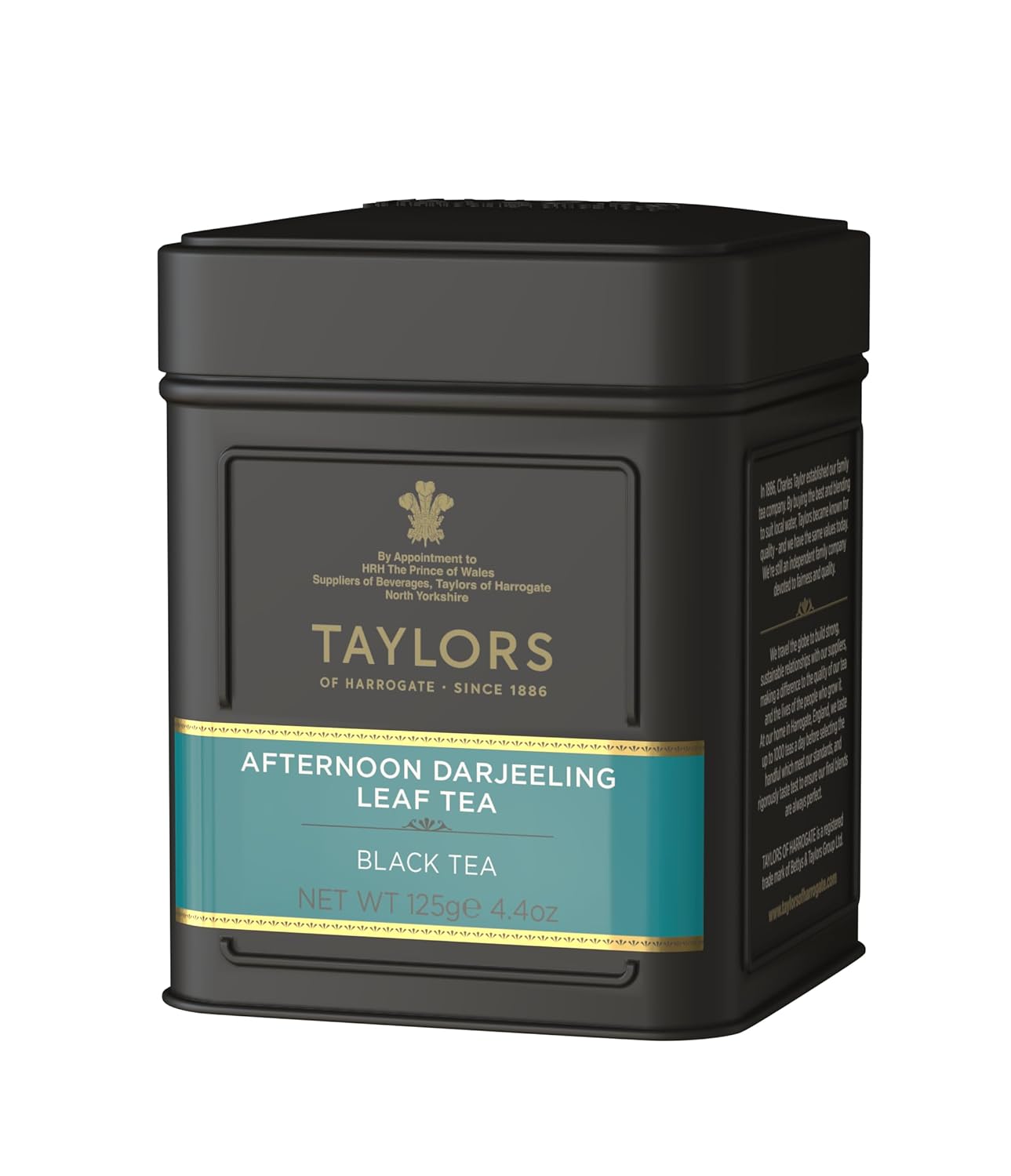 Taylors of Harrogate Afternoon Darjeeling, Black Tea, Loose Leaf, 4.41 Ounce Tin Caddy, Delicate, Sweet & Floral, Caffeinated, Premium Whole Leaf Tea