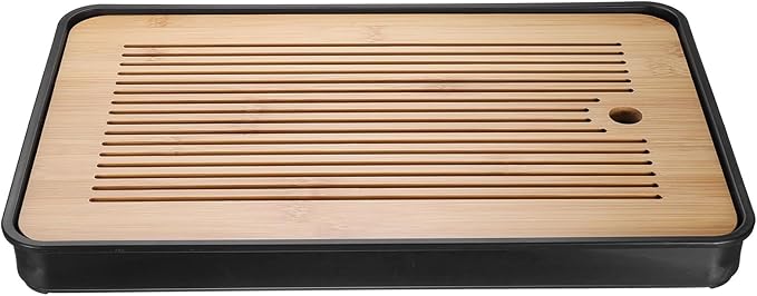 Harfington Bamboo Chinese Gong Fu Tea Tray 14.2" Classic Tea Tray Bamboo Tea Table Furniture Vintage Tea with Water Storage Box for Drinking Tea