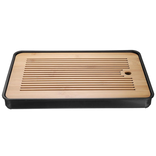Harfington Bamboo Chinese Gong Fu Tea Tray 14.2" Classic Tea Tray Bamboo Tea Table Furniture Vintage Tea with Water Storage Box for Drinking Tea