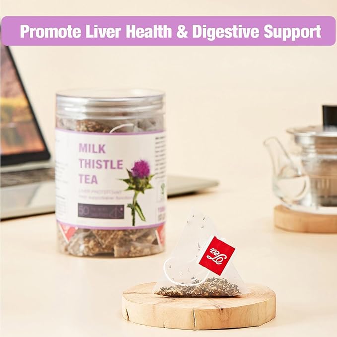 50 Milk Thistle Tea Bags for Detox Cleanse & Repair, Thorne Milk Thistle Herbal Tea for Support