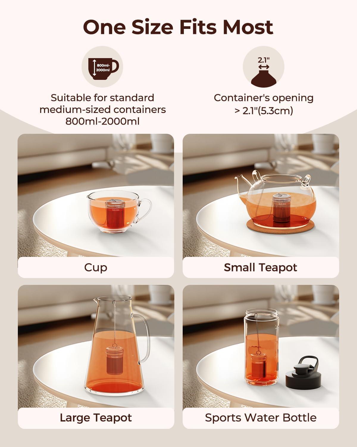 2 Pack Reinmoson Large Tea Infuser for Loose Tea &amp; Spice Ball for Cooking