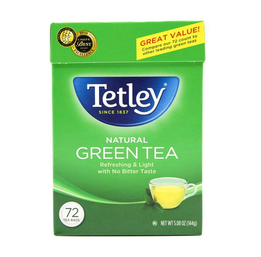 Tetley, Natural Green Tea, 72 Count, Hot or Iced, Light, Refreshing Green Tea