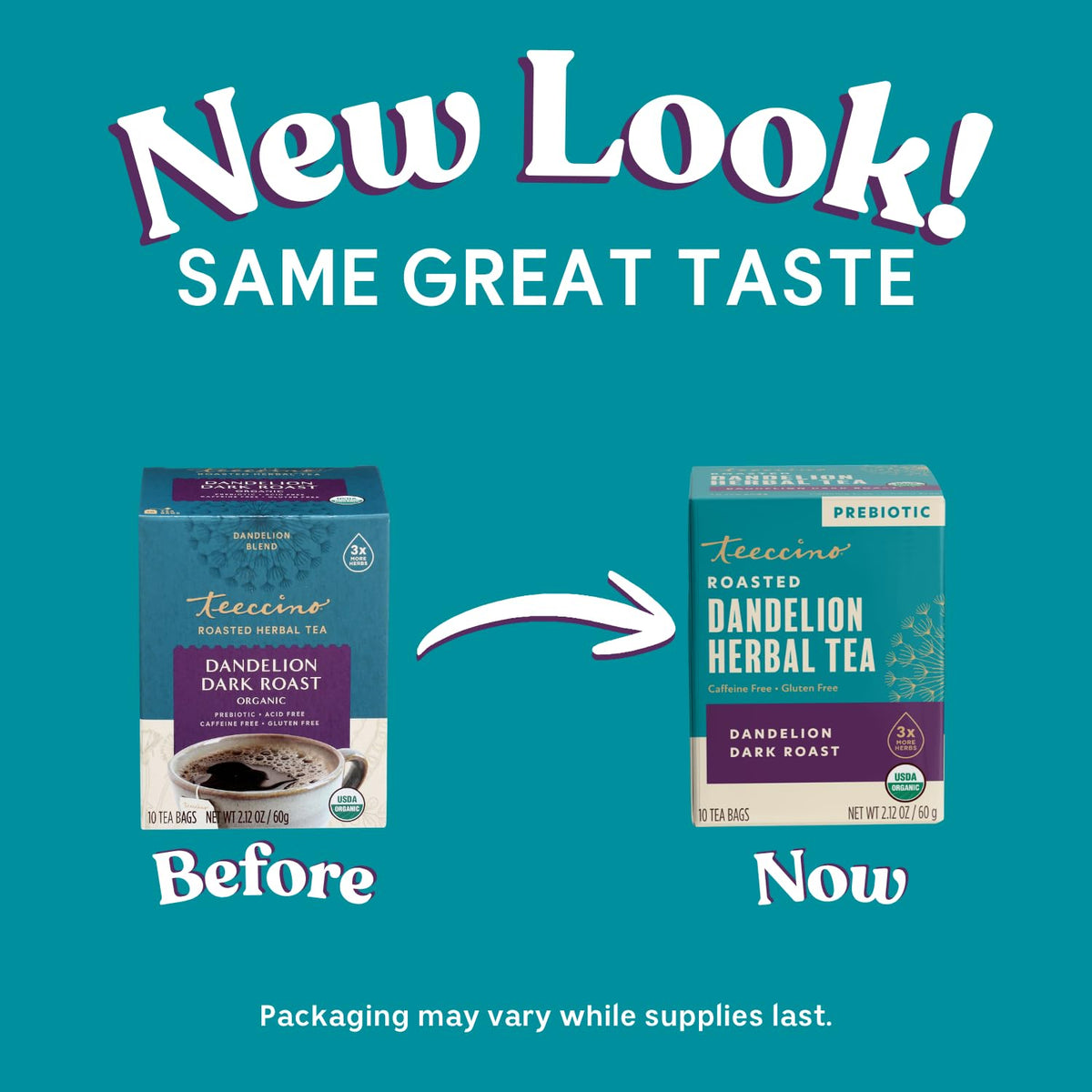 Teeccino Org Dandelion Dark Roast Tea – Caffeine Free Prebiotic 10 Tea Bags