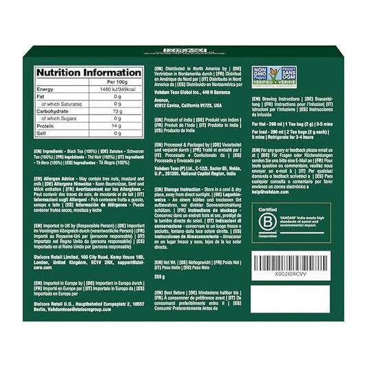 VAHDAM, English Breakfast Black Tea Bags (100 Count) High Caffeine | Strong, Robust & Flavoury | Pyramid Tea Bags | Full Bodied Black Tea Leaves