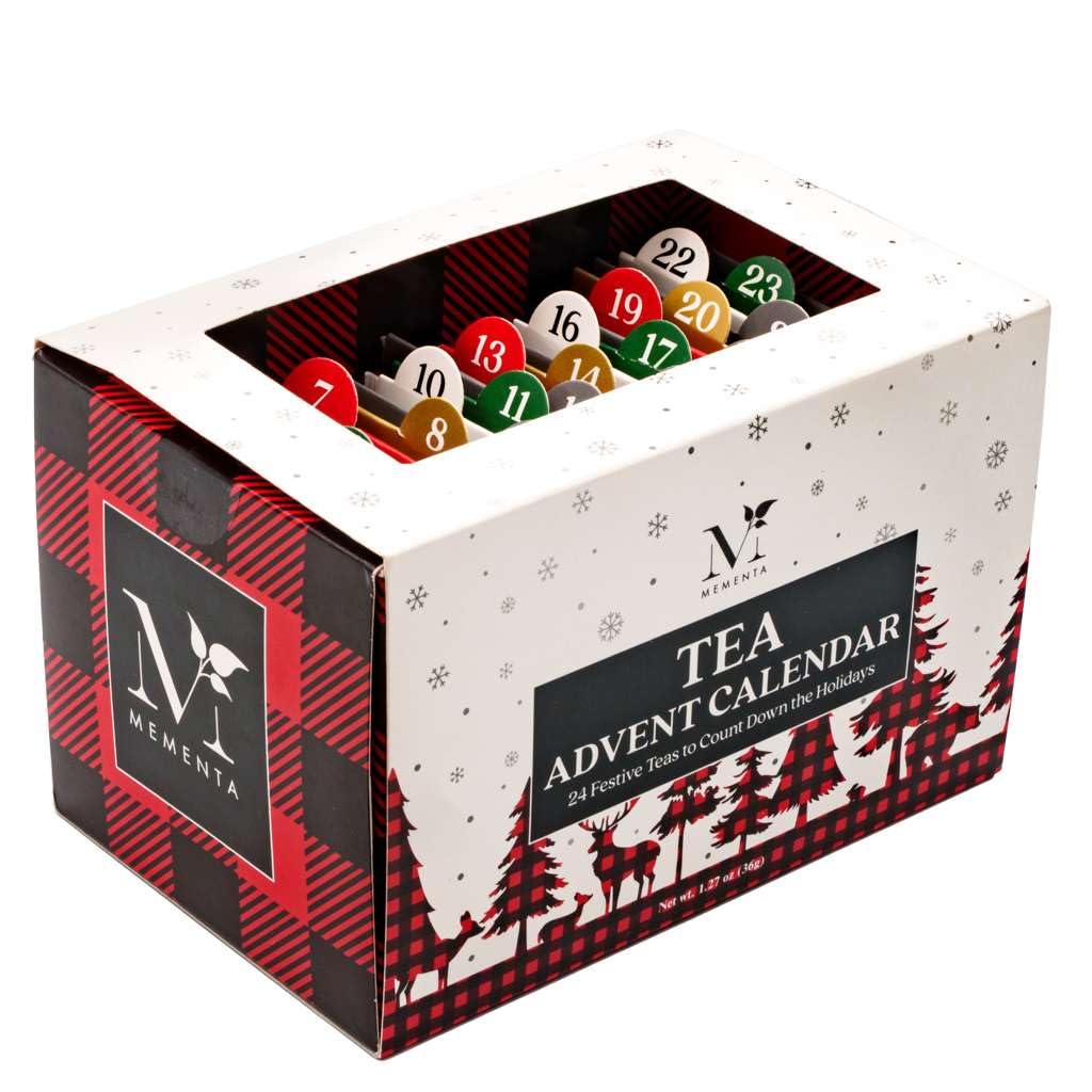 Mementa Inc - Advent Calendar Gift Box | 24 Unique Individually Wrapped Tea Bags - Holiday Gift Pack