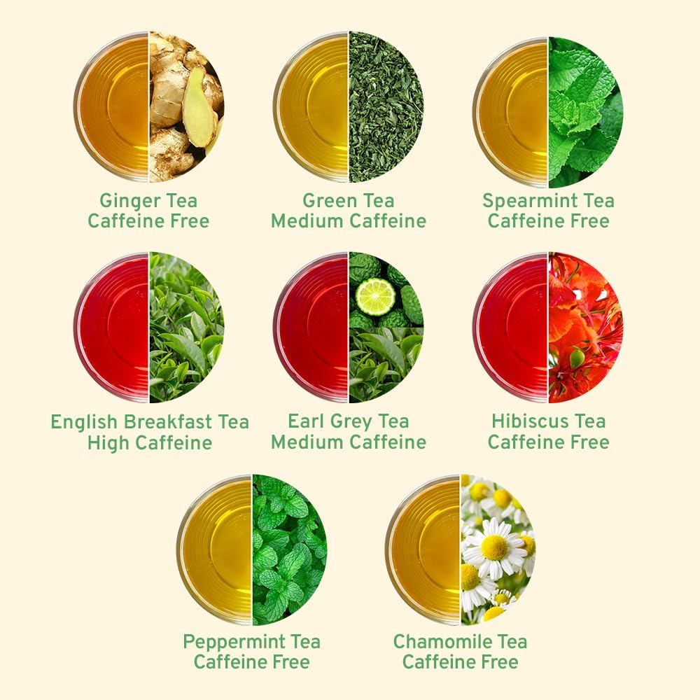 HANDPICK, Tea Bags Sampler Assortment Variety pack Gift Box 8 Flavors, 40 Tea Bags - Perfect Variety | English Breakfast, Green, Black, Herbal & More | Gifts for Him/Her | Sampler, Assortment, Variety pack, Gift Box