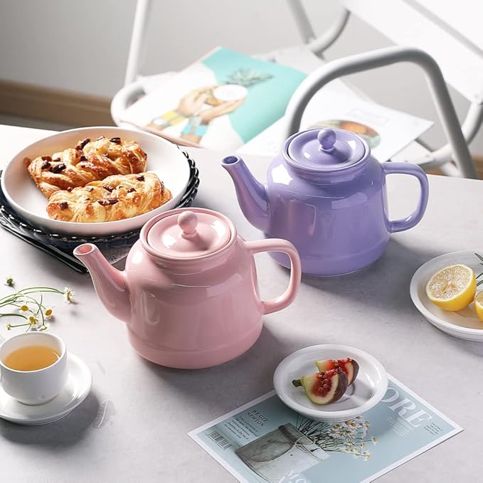 Sweejar 35 oz Porcelain Tea Pot, Teapot with Removable 18/8 Stainless Steel Infuser, Microwave & Dishwasher Safe Tea Maker