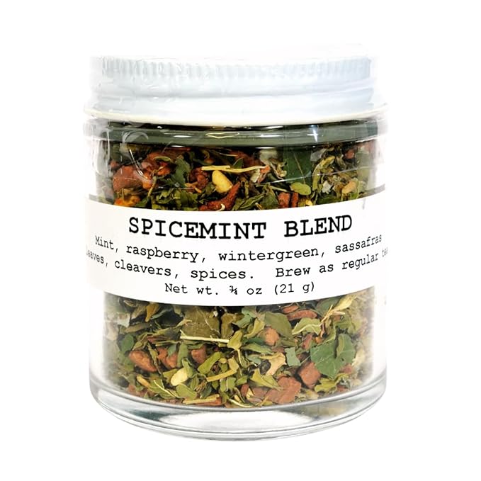 Spicemint Blend 3/4 oz (21 grams) - Spicy Herbal Beverage Tea in Glass Jar by Smoke Camp Crafts