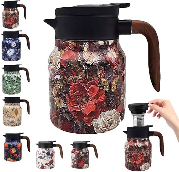 Vintage Floral Pattern Tea Pots – Built-in Infuser,Vintage Floral Teapot with Built In Infuser Stain