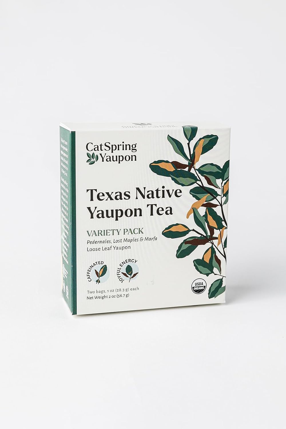 CatSpring Yaupon Tea Variety Pack, 1.5 oz Loose Leaf of Each, Green, Dark, and Medium Roast, Naturally Caffeinated, Sustainable and Wild-Harvested
