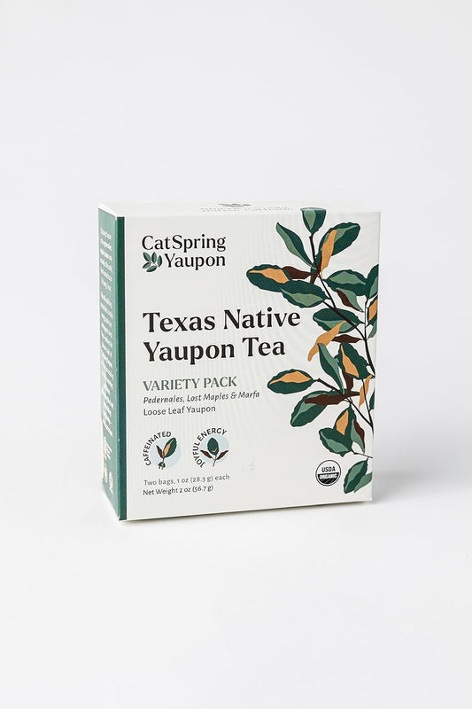 CatSpring Yaupon Tea Variety Pack, 1.5 oz Loose Leaf of Each, Green, Dark, and Medium Roast, Naturally Caffeinated, Sustainable and Wild-Harvested