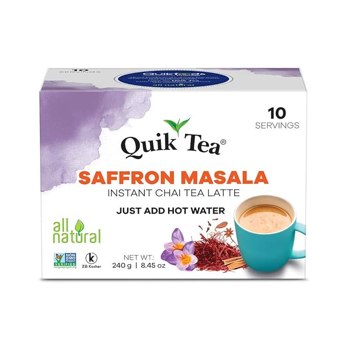 QuikTea, Chai Tea Latte 10 Boxes of 10 each, Saffron Masala, 10 Count (Pack of 10)