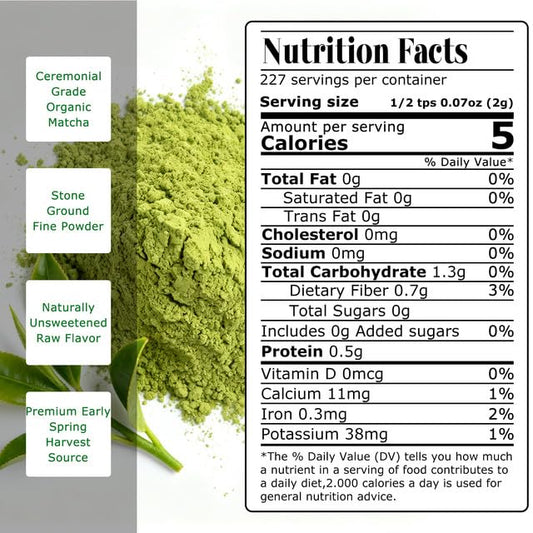 Eastign Ceremonial Matcha Powder Bulk Size (1lb/454g),Organic Ceremonial Grade Matcha,USDA Organic Matcha Tea Powder Latte,Perfect for Starbucks Latte, Shake, Smoothies & Baking& Gifts | Holiday Ready Tin