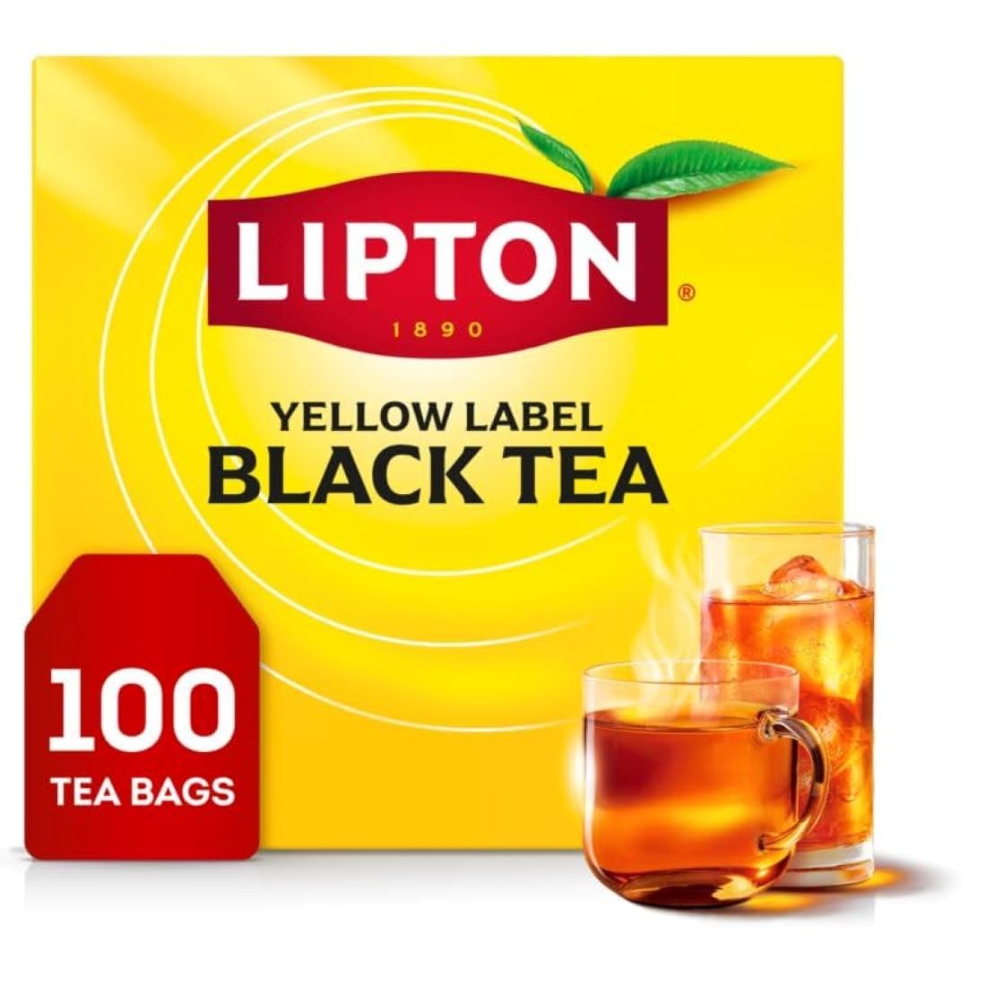 Lipton Black Tea Bags, Hot or Iced High Caffeine Tea, 100 Total Bags