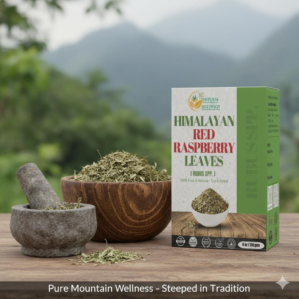 Herbs Botanica Himalayan Raspberry Leaf Premium Dried Red Raspberry Leaves for Herbal Tea, Infusions &amp; DIY Blends Cut &amp; Sifted Rasberry Leaf Tea 4 oz Resealable Pack