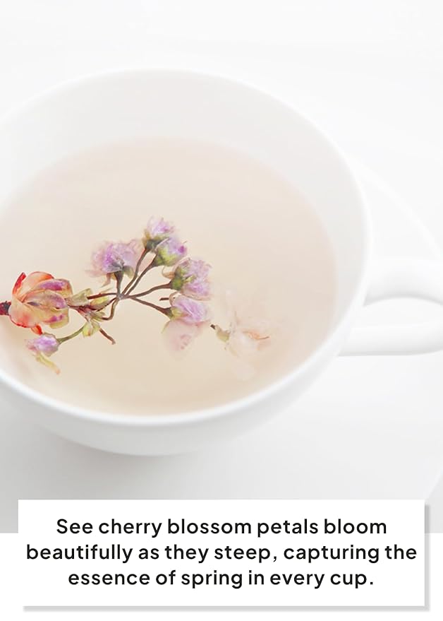 Korean Food, Original Cherry Blossom Flower Tea, Decaf Floral Blend, Fully Natural Flowers, No Caffeine, Sugar Free, Zero Calories, Made in Korea, 10g