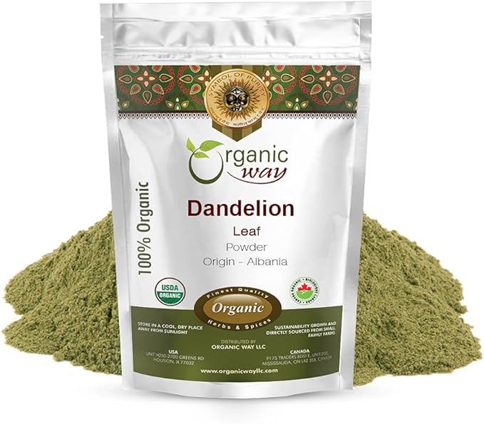 Organic Way Dandelion Leaf Powder, Herbal Tea (Taraxacum officinale) - European Wild-Harvest, Organic & Kosher Certified, Non GMO & Gluten Free
