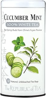 The Republic of Tea – Cucumber Mint 100% White Tea Bags, Steeps 50 Low-Caffeinated Cups