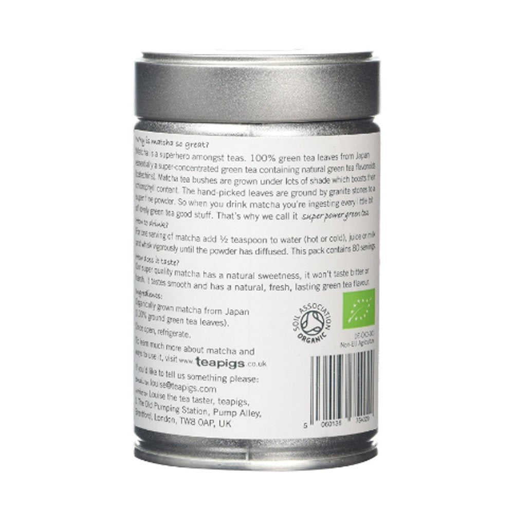 teapigs Organic Matcha Tea Tin, 80 Gram