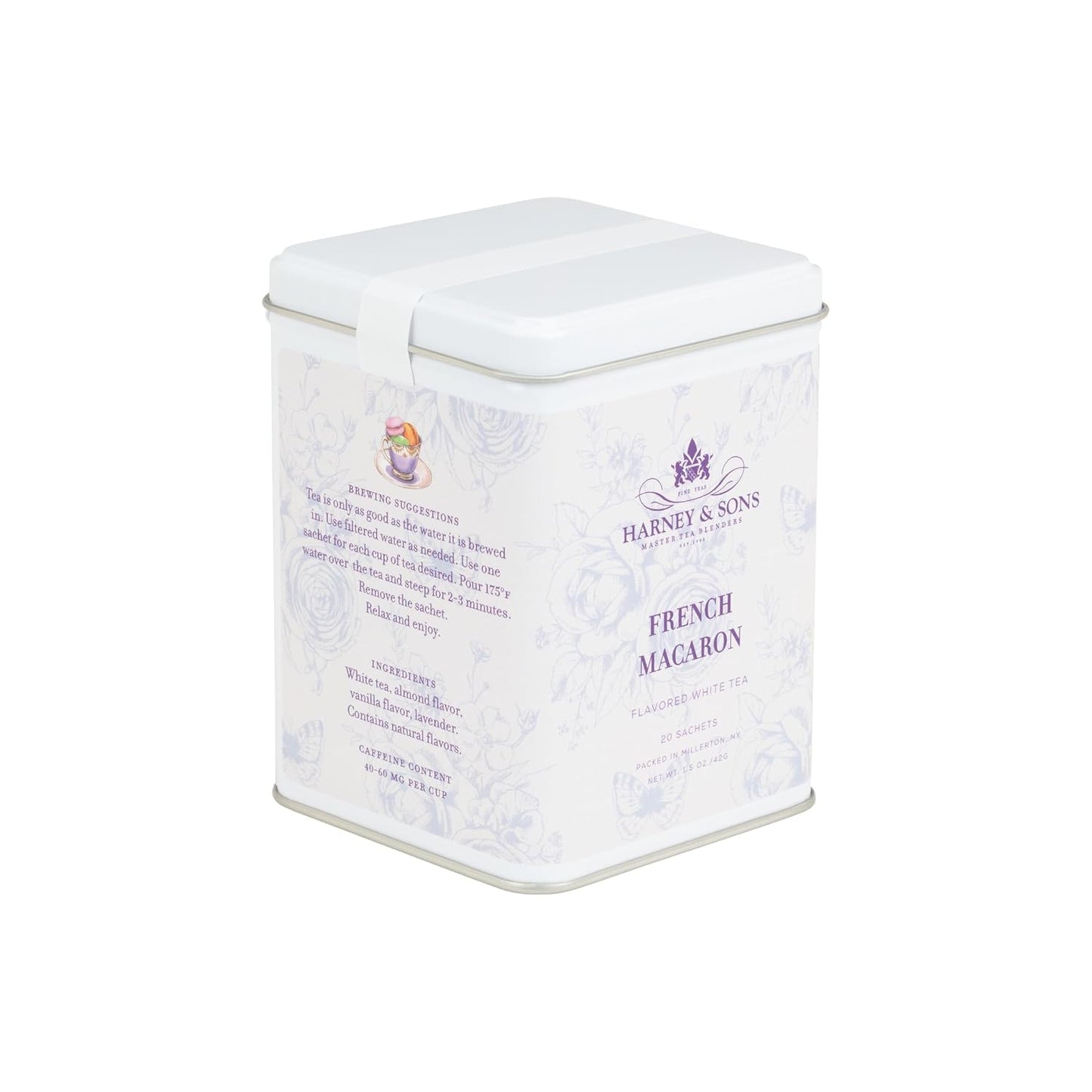 Harney & Sons French Macaron, White Tea, 20 sachet tin