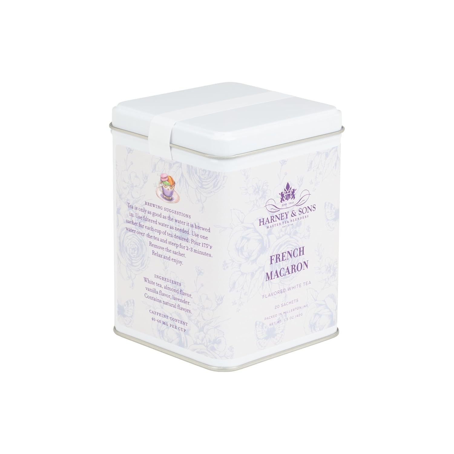Harney & Sons French Macaron, White Tea, 20 sachet tin