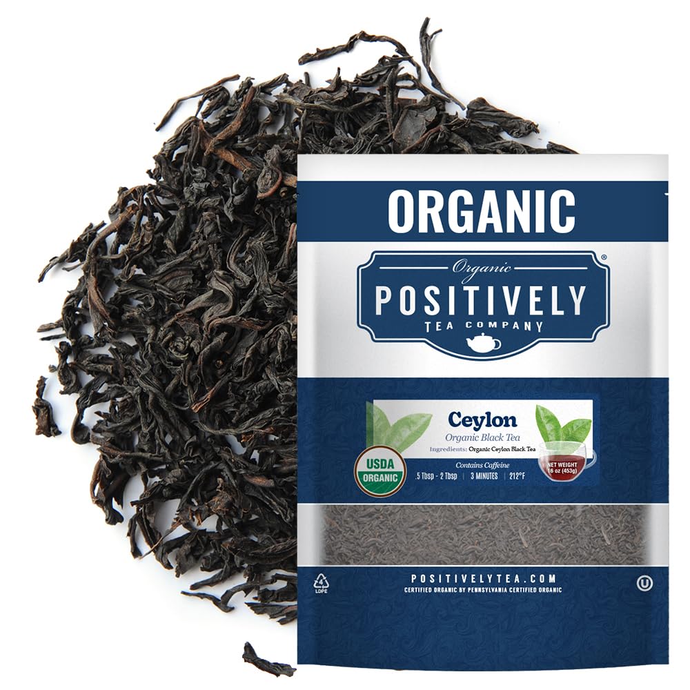 Organic Positively Tea Company Positively Tea, Organic Ceylon Black Tea, Loose Leaf, 16 Ounce