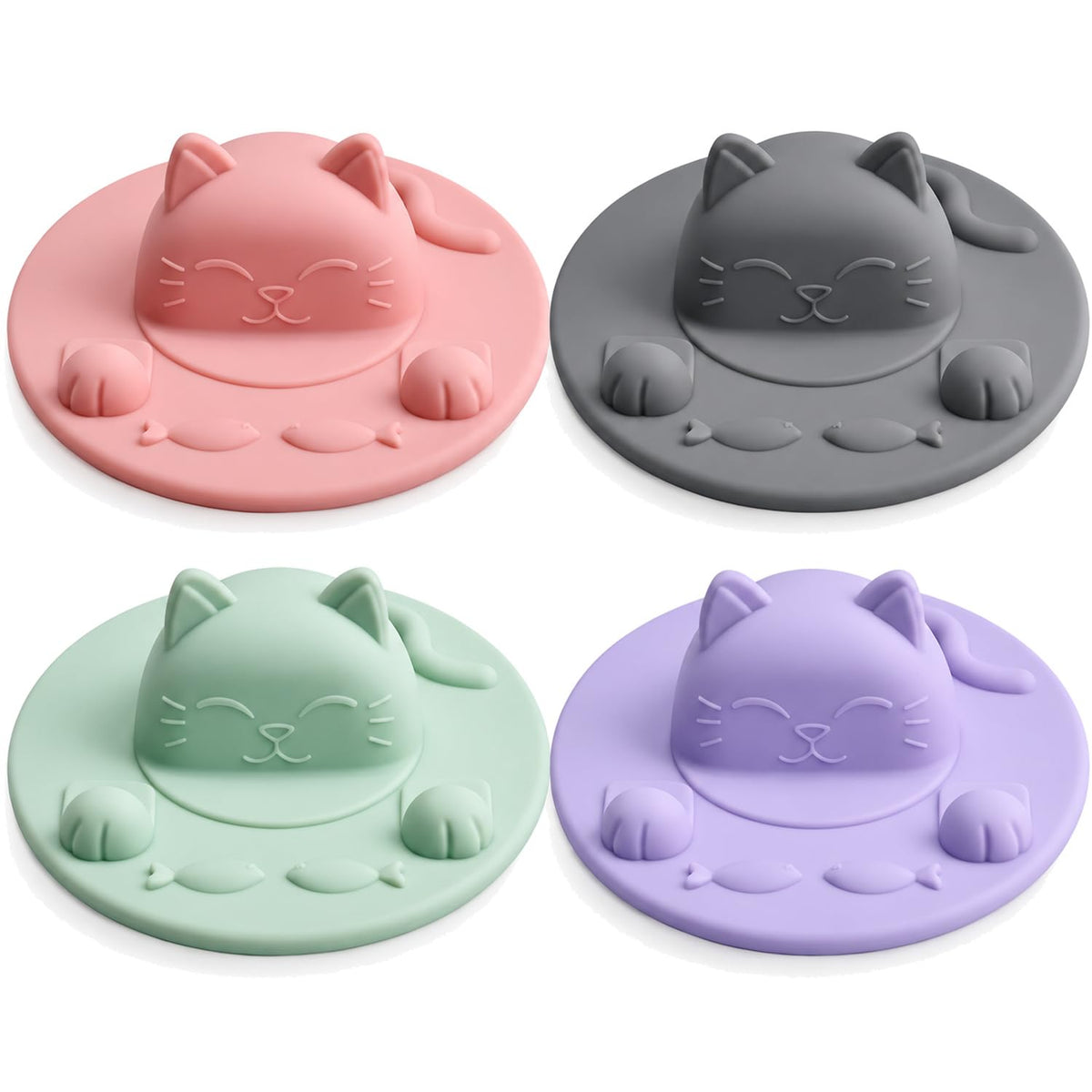 Enenes Tea Bag Holder and Squeezer 4 Pack, 4 Inch Cat Silicone Cup Cover