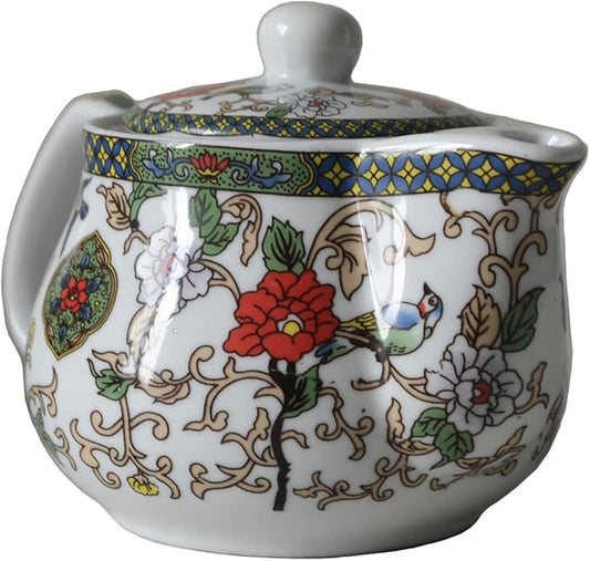 Small Porcelain Teapot, 9oz Tea Pot with Stainless Steel Filter Colorful Chinese Flower Birds (Flowers and birds)