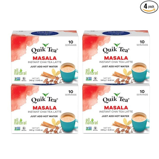 QuikTea Tea Latte, Masala Chai, 8.5 Ounce (Pack of 4)