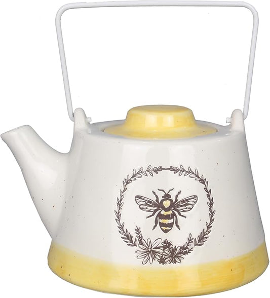 Young's Ceramic Bee Teapot with Metal Handle