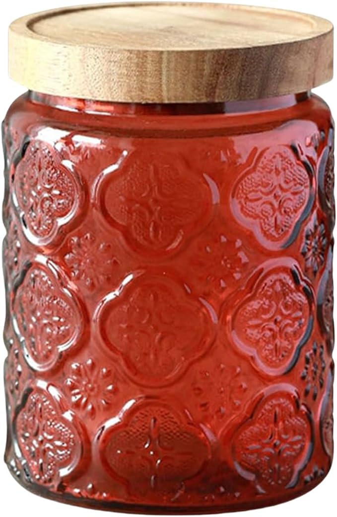 Glass Jar with Lid, Vintage Glass Storage Jars with Airtight Lid Coffee Canister Sugar Container for Kitchen Counter Pantry, Spice, Candy