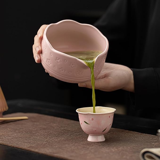 Matcha Whisk Set, 8-Piece Matcha Tea Set with Bamboo Whisk (Chasen), Ceramic Bowl (Chawan), Sifter, Scoop & Holder for Home Use (Gradient Green)