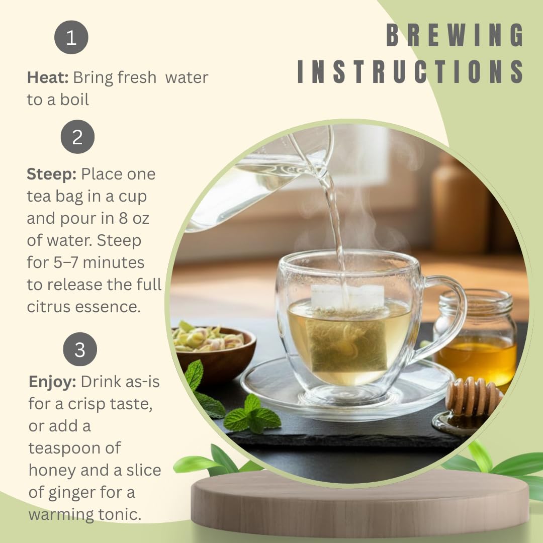 Organic Lemongrass Tea Bags - 40 Natural Corn Fiber Sachets - for Hot or Cold Drinks - Caffeine Free