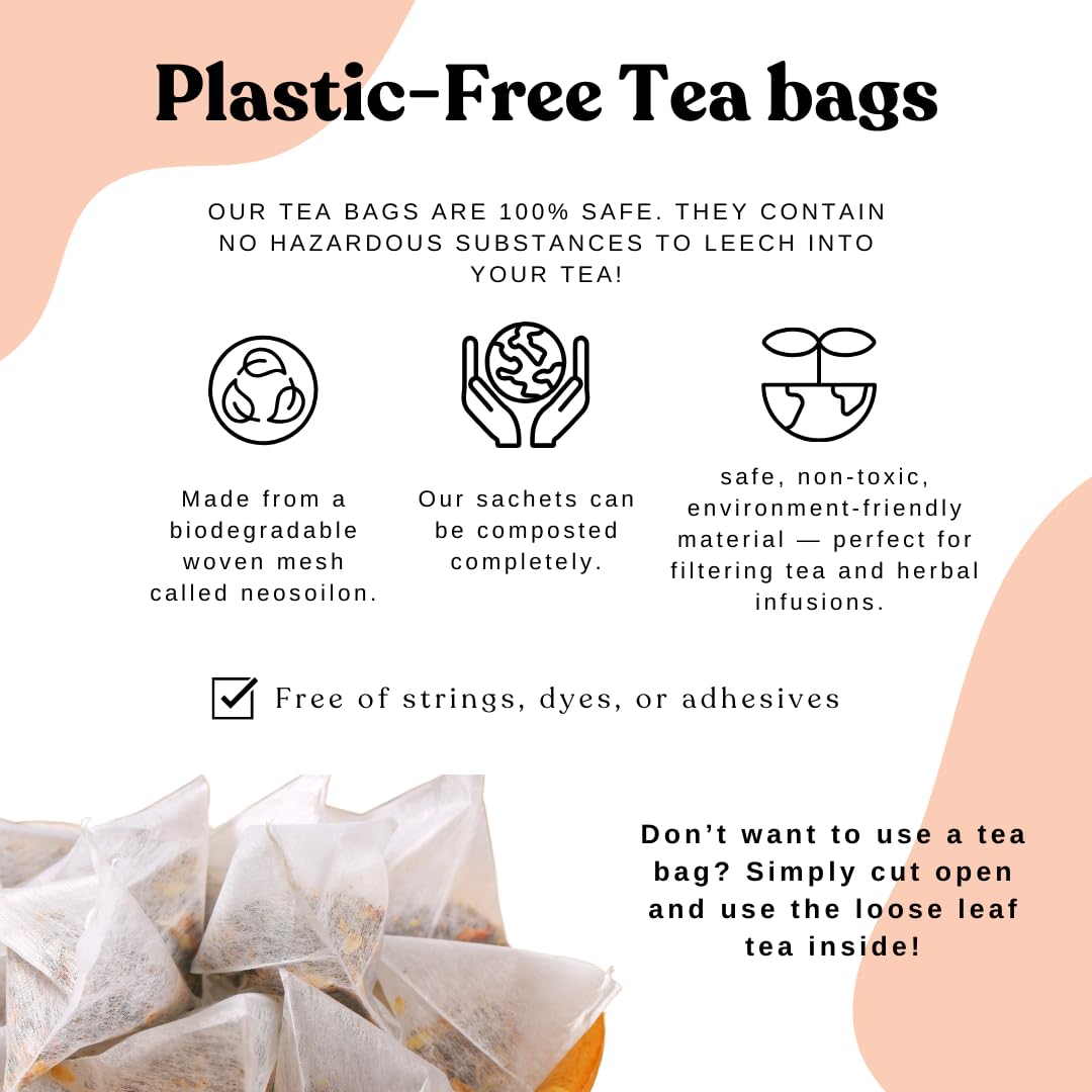 Organic Turmeric Ginger Loose Leaf Tea Bags – Immunity Tea, Wellness Tea, Caffeine Free, AIP Autoimmune Protocol, Whole30 Paleo, Ayurvedic Rooibos Golden Tonic Herbal Blend, 15 Count