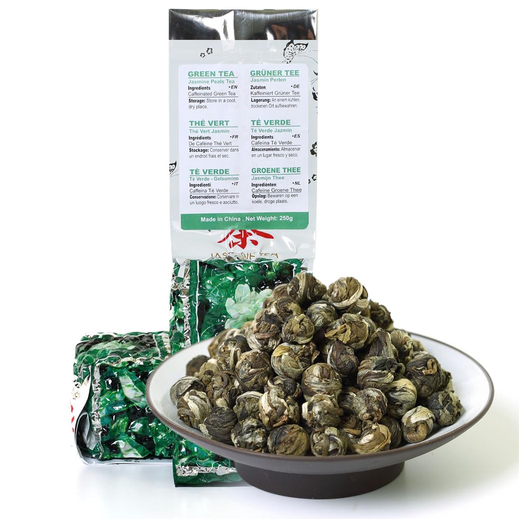 GOARTEA - Jasmine Dragon Pearls - 250g 8.8oz Supreme Grade - Jasmine Pearl Green Tea - Chinese Green Tea Loose Leaf