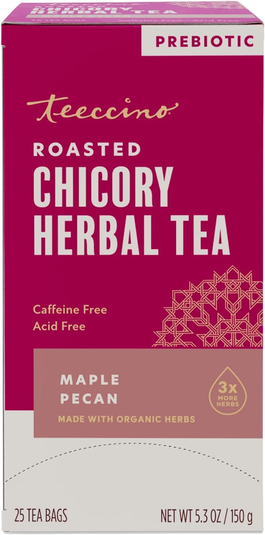 Teeccino Maple Pecan Herbal Tea - Rich & Roasted Herbal Tea That’s Caffeine Free & Prebiotic for Natural Energy