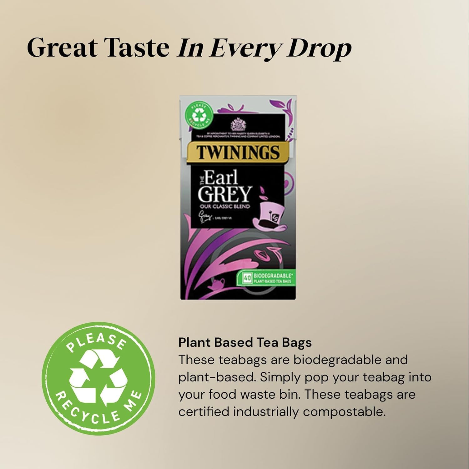 Twinings Early Grey Tea Bags - 40's - Pack of 2 (40's x 2)