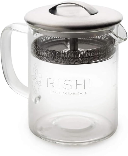 Rishi Tea Simple Brew Teapot - For 12oz Loose Tea Preparation, Built-in Strainer, Everyday Teaware, Easy to Clean, Borosilicate Glass, Enjoy Hot or Iced Tea - 400ml