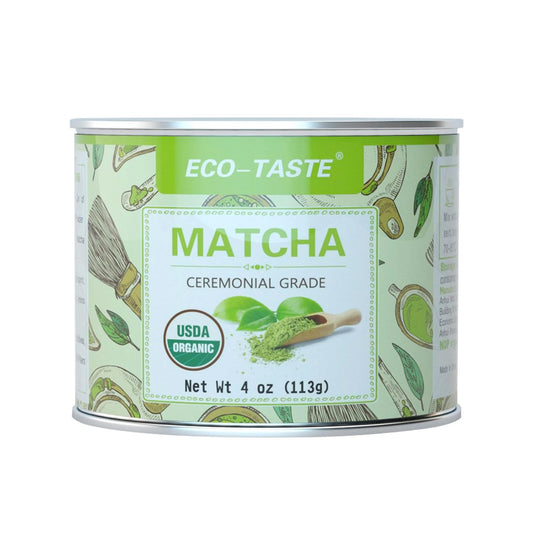 ECO-TASTE Organic Matcha Green Tea Powder, 4oz | 100% Natural &amp; Pure, Ceremonial Grade, No Additives or Fillers, NO GMO