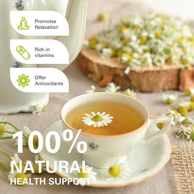 WT Weetee Chamomile Tea bags, Made with 100% Pure Chamomile Flowers, Natural Caffeine-free Herbal Tea for Relaxation