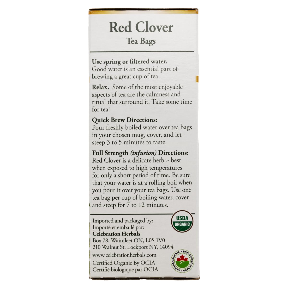 Celebration Herbals Organic Red Clover Leaf and Flower Tea Caffeine Free - 24 Herbal Tea Bags