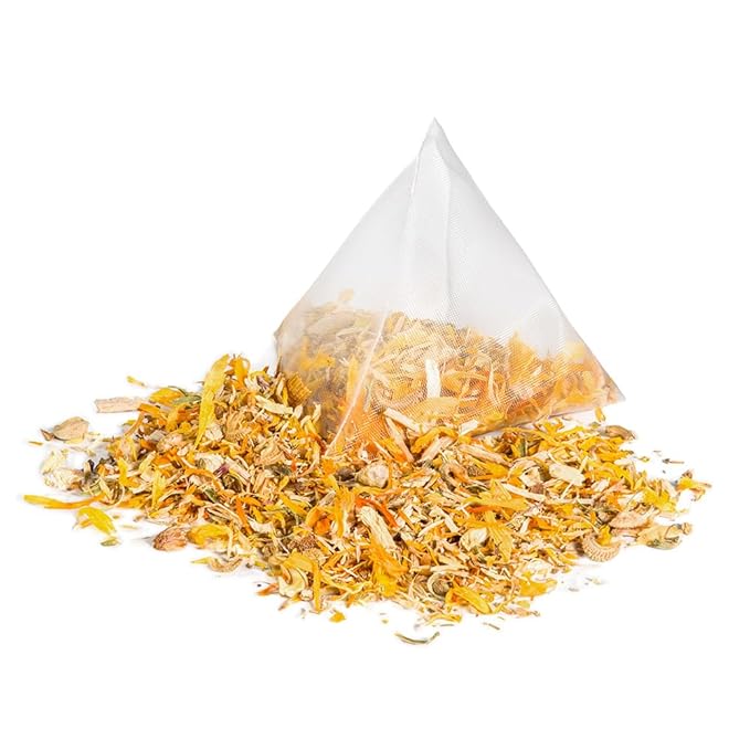 Siberian Green Ginseng Root and Calendula Flower Tea Bags – 50-Pack Herbal Tea Bags – Raw and Natural Botanical Ingredients