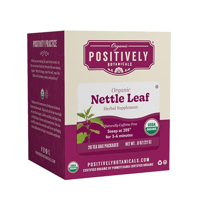 Organic Positively Botanicals Company, Nettle Leaf Herbal Tea Bags, 20 Count