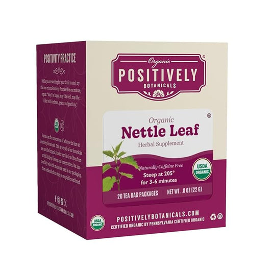 Organic Positively Botanicals Company, Nettle Leaf Herbal Tea Bags, 20 Count